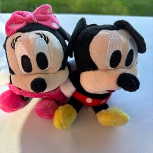 Disney Plush Toy Set - Pink and Yellow Keychain holders bundle
